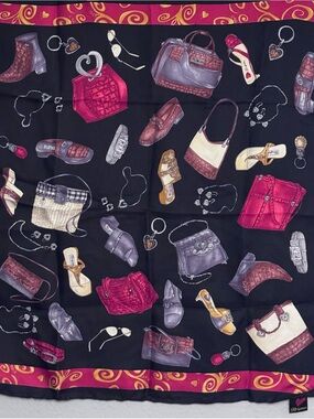 Brighton 100% Silk Scarf,  Black & Red Women’s Bag and Accessories Pattern